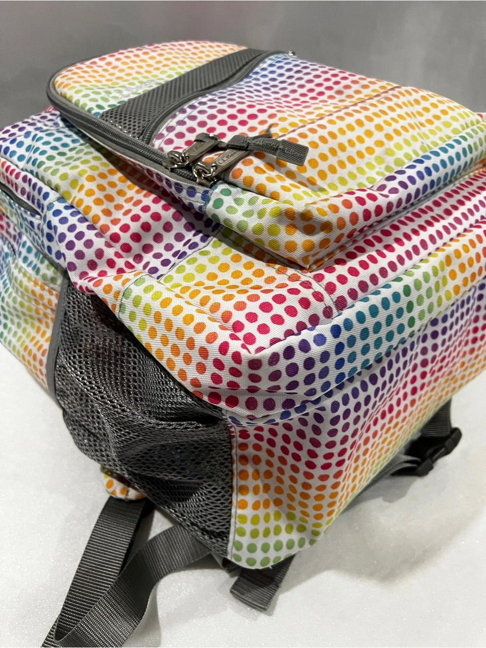 L.L.Bean Deluxe Backpack Book Pack Multicolor Polka-Dots Adjustable Straps